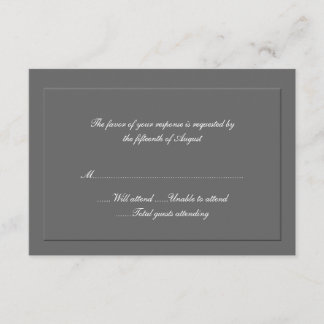 Tarjeta de respuesta formalmente gris Boda