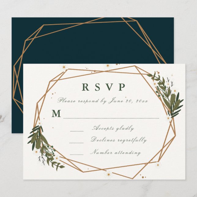 tarjeta de respuesta geométrica floral (Anverso / Reverso)