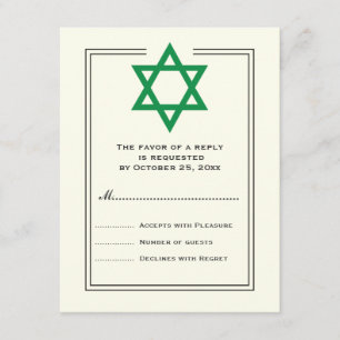 Tarjeta de respuesta Green Star of David Bar Mitzv