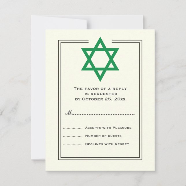 Tarjeta de respuesta Green Star of David Bar Mitzv (Anverso)