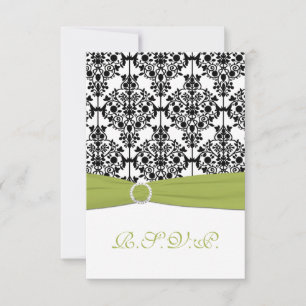 Tarjeta de respuesta Green, White y Black Damask I