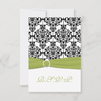 Tarjeta de respuesta Green, White y Black Damask I