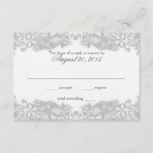 Tarjeta de respuesta gris de plata floral victoria