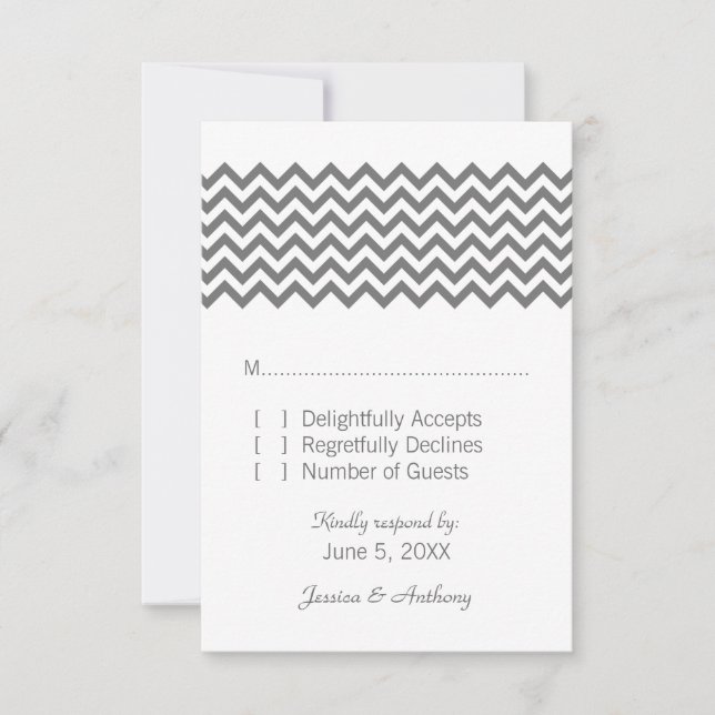 Tarjeta de respuesta Gris Simple Chevron (Anverso)