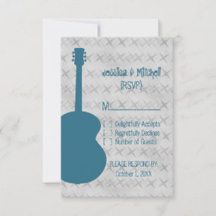 Tarjeta de respuesta Grunge de guitarra azul