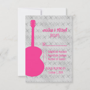 Tarjeta de respuesta Grunge de guitarra rosa calie