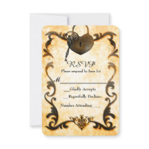 Tarjeta de respuesta Heart Lock & Key Vintage Anti