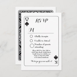 Tarjeta de respuesta jugando RSVP boda K Q As Pica