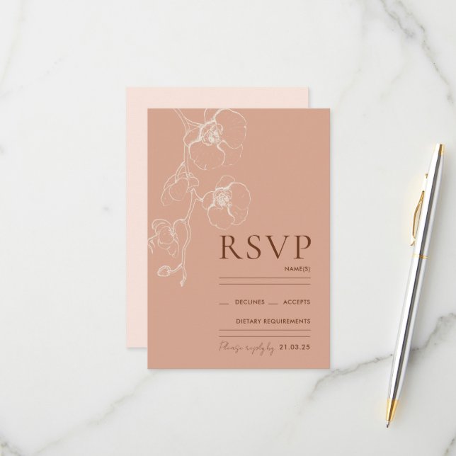 Tarjeta de respuesta LANA moderna de Latté Orchid  (Anverso/Reverso In Situ)