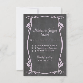Tarjeta de respuesta Lilac Flourish Chalkboard
