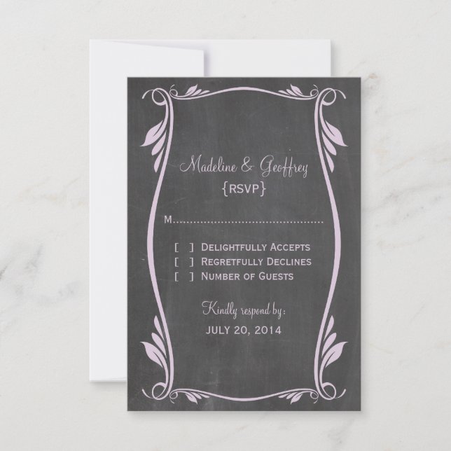 Tarjeta de respuesta Lilac Flourish Chalkboard (Anverso)