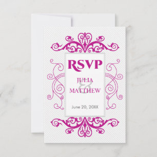 Tarjeta de respuesta Magenta Vintage Swirls