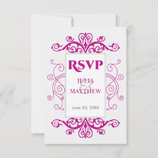 Tarjeta de respuesta Magenta Vintage Swirls