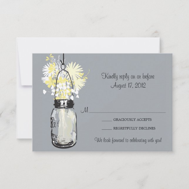 Tarjeta de respuesta Mason Jar & Wildflowers (Anverso)