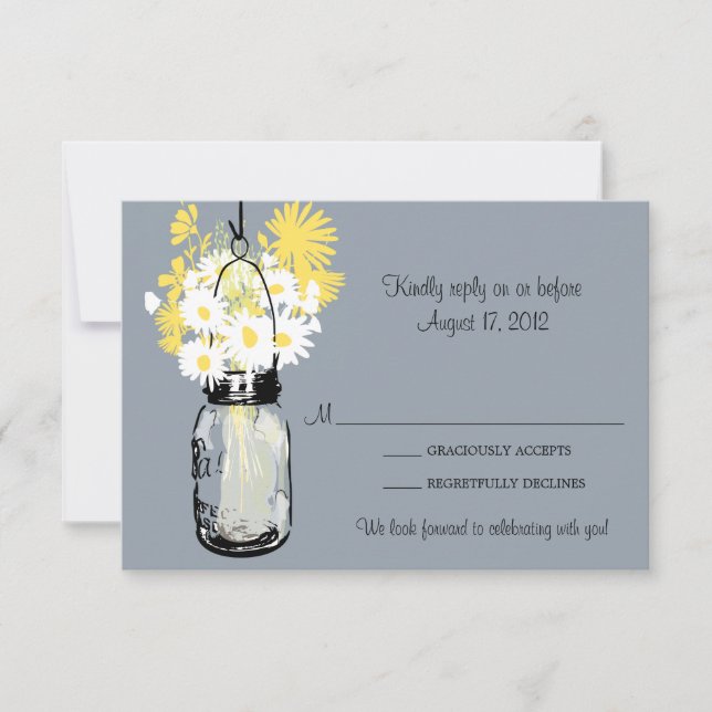 Tarjeta de respuesta Mason Jar & Wildflowers (Anverso)
