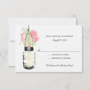Tarjeta de respuesta Mason Jar y Flores Silvestres