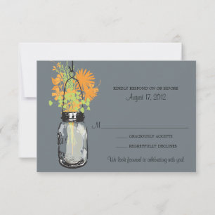 Tarjeta de respuesta Mason Jar y Flores Silvestres