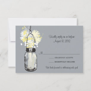 Tarjeta de Respuesta Mason Jar y Flores Silvestres