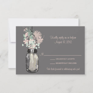 Tarjeta de respuesta Mason Jar y Flores Silvestres