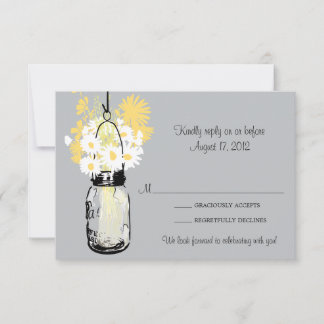 Tarjeta de respuesta Mason Jar y Flores Silvestres