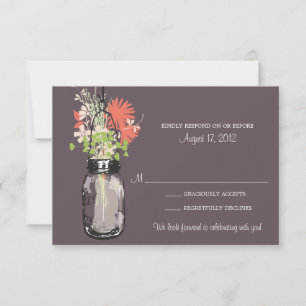 Tarjeta de Respuesta Mason Jar y Flores Silvestres