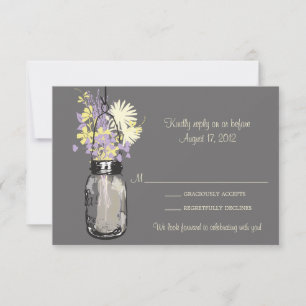 Tarjeta de respuesta Mason Jar y Flores Silvestres