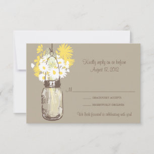 Tarjeta de respuesta Mason Jar y Flores Silvestres