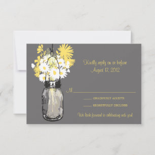 Tarjeta de Respuesta Mason Jar y Flores Silvestres