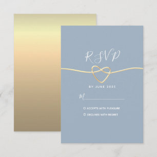 Tarjeta de respuesta mínima moderna de boda azul p