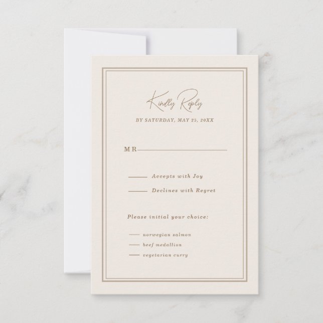 Tarjeta de respuesta mínima simple de marco ordena (Anverso)