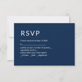 Tarjeta de respuesta minimalista azul marino