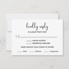 Tarjeta de respuesta minimalista boho en blanco y 