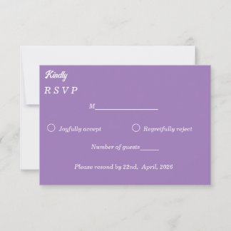 Tarjeta de respuesta minimalista de color púrpura 