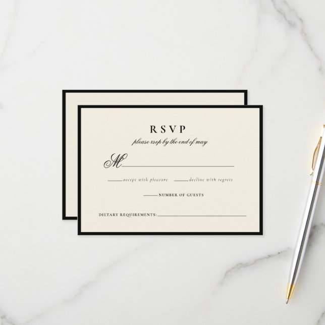 Tarjeta de respuesta Minimalista de guión Boda mod (Anverso/Reverso In Situ)