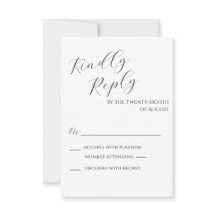 Tarjeta de respuesta minimalista en blanco y negro