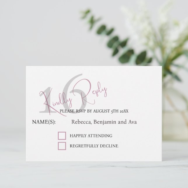 Tarjeta de respuesta minimalista moderna 16 blanco (Anverso de pie)