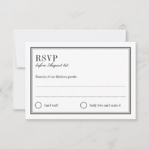 Tarjeta de respuesta minimalista para Bodas blanco