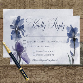 Tarjeta de respuesta moderna azul Iris Flowers
