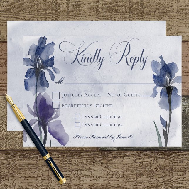 Tarjeta de respuesta moderna azul Iris Flowers (Subido por el creador)