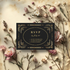 Tarjeta De Respuesta Moderna De Lujo Art Deco Eleg