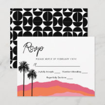 Tarjeta de respuesta moderna de Palm Springs (rosa