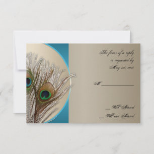 Tarjeta de respuesta moderna de plumas de pavo rea