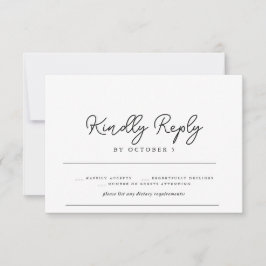 Tarjeta de respuesta moderna elegante con letra de