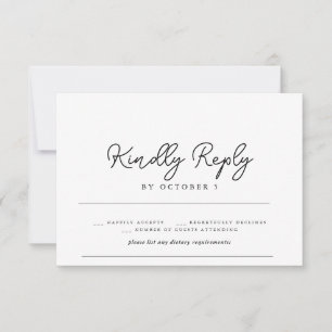 Tarjeta de respuesta moderna elegante con letra de