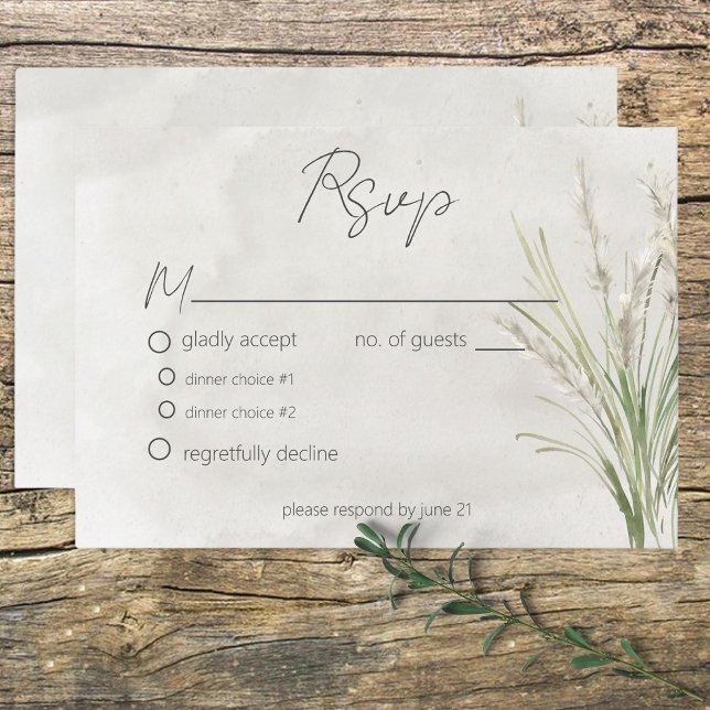 Tarjeta de respuesta moderna mínima de Boho Pampas (Subido por el creador)