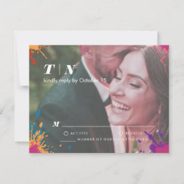 Tarjeta de respuesta moderna multicolor para Bodas