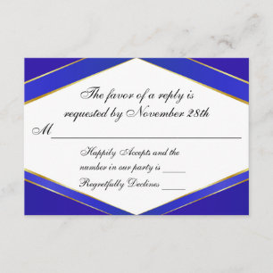 Tarjeta de respuesta monograma de la elegancia azu