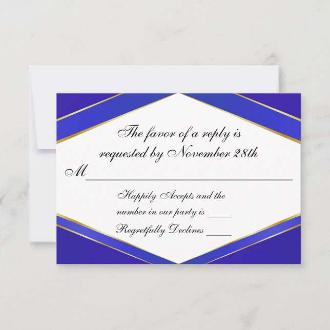 Tarjeta de respuesta monograma de la elegancia azu (Anverso)