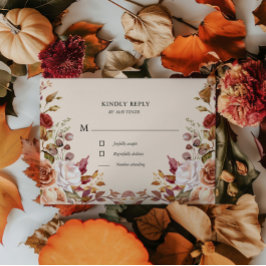Tarjeta de respuesta Moody Autumn Floral RSVP