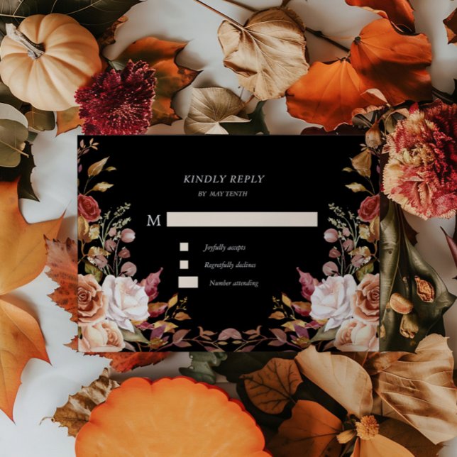 Tarjeta de respuesta Moody Autumn Floral RSVP (Subido por el creador)